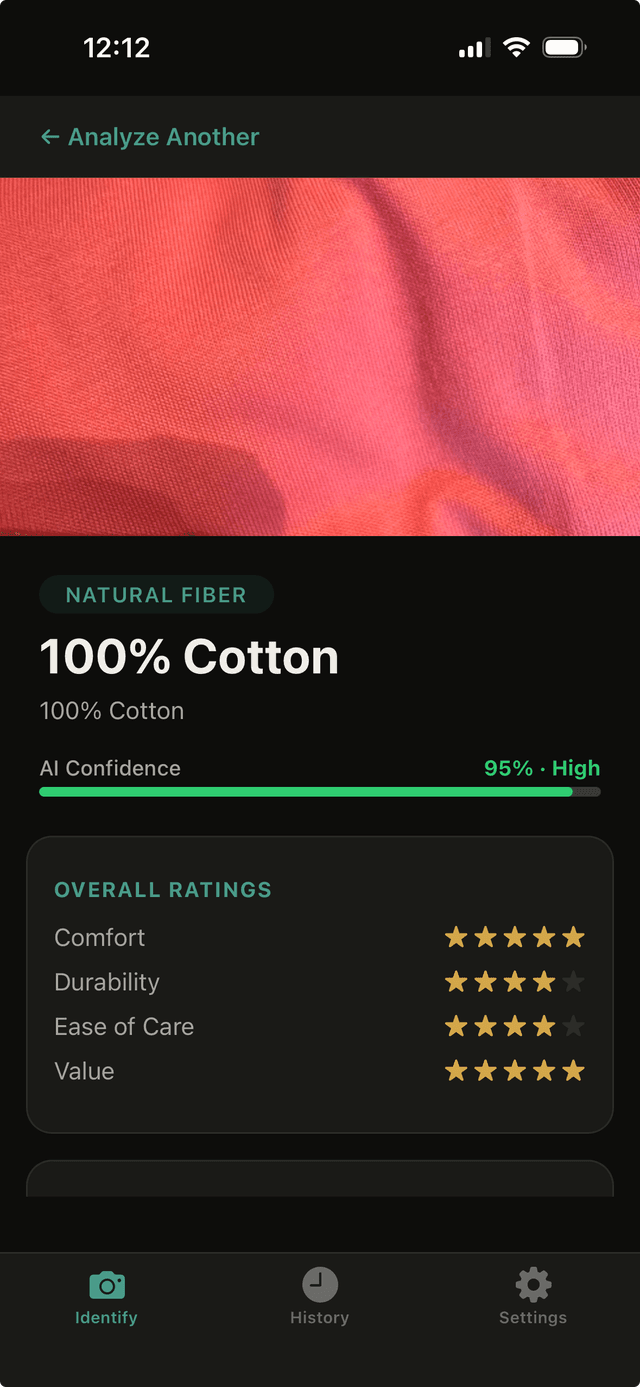 ClothDecode App Screenshot 3 - Fabric Identifier